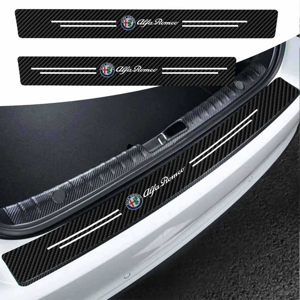 

4Pcs Car Door Threshold Protector Decal Auto Interior Accessories For Alfa Romeo Giulia Stelvio Giulietta 156 159 147 Mito Brer