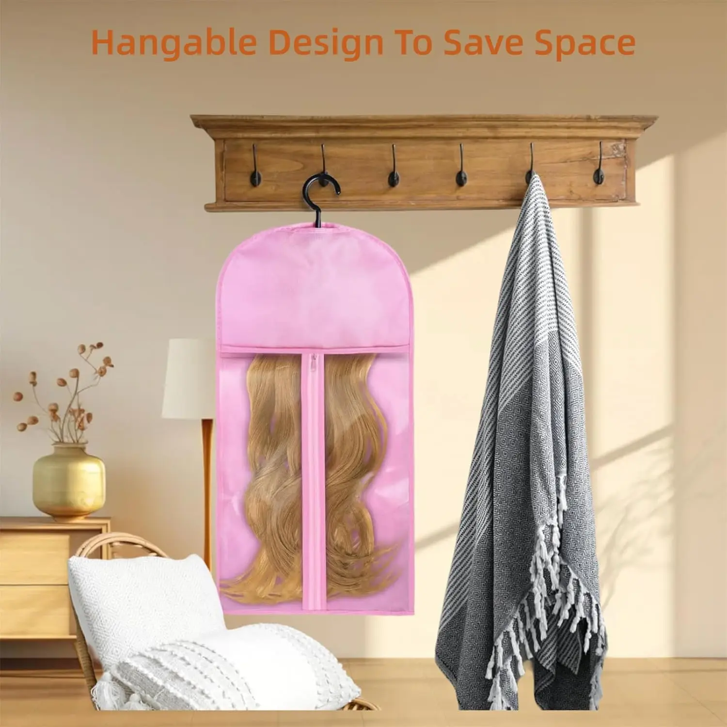 Wig Storage Bags with Hanger for Hair Extensions