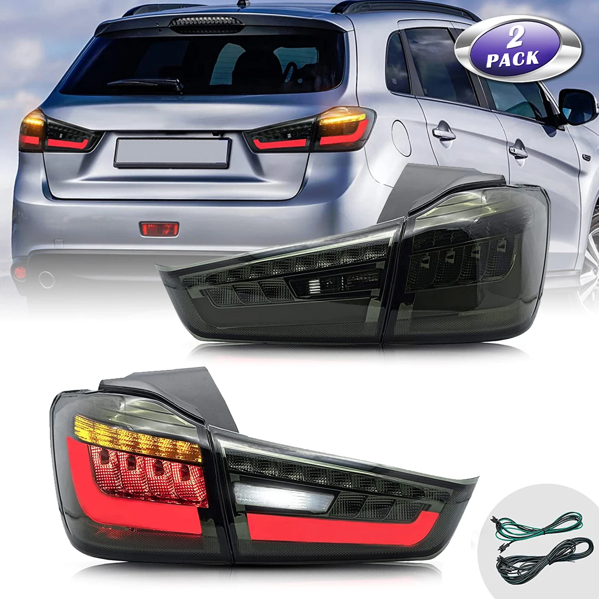 Car Accessories LED Smoked Tail Lights For 2012-2018 Mitsubishi ASX / Out Lander Sports LED Running lights Turn Signal