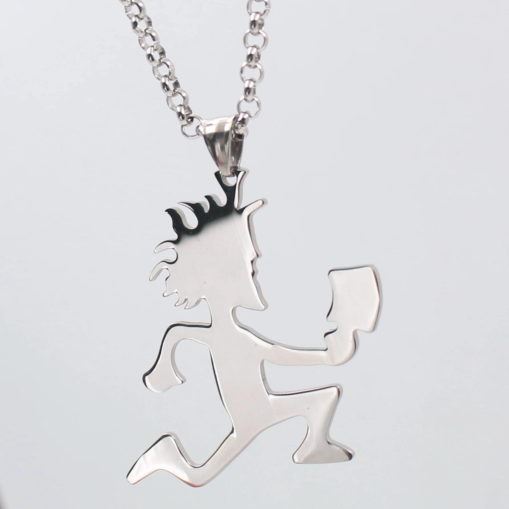 Silver Juggalo Hatchetman Charm Stainless Steel ICP Hatchet Man Pendant Necklace 4mm24'' Chain