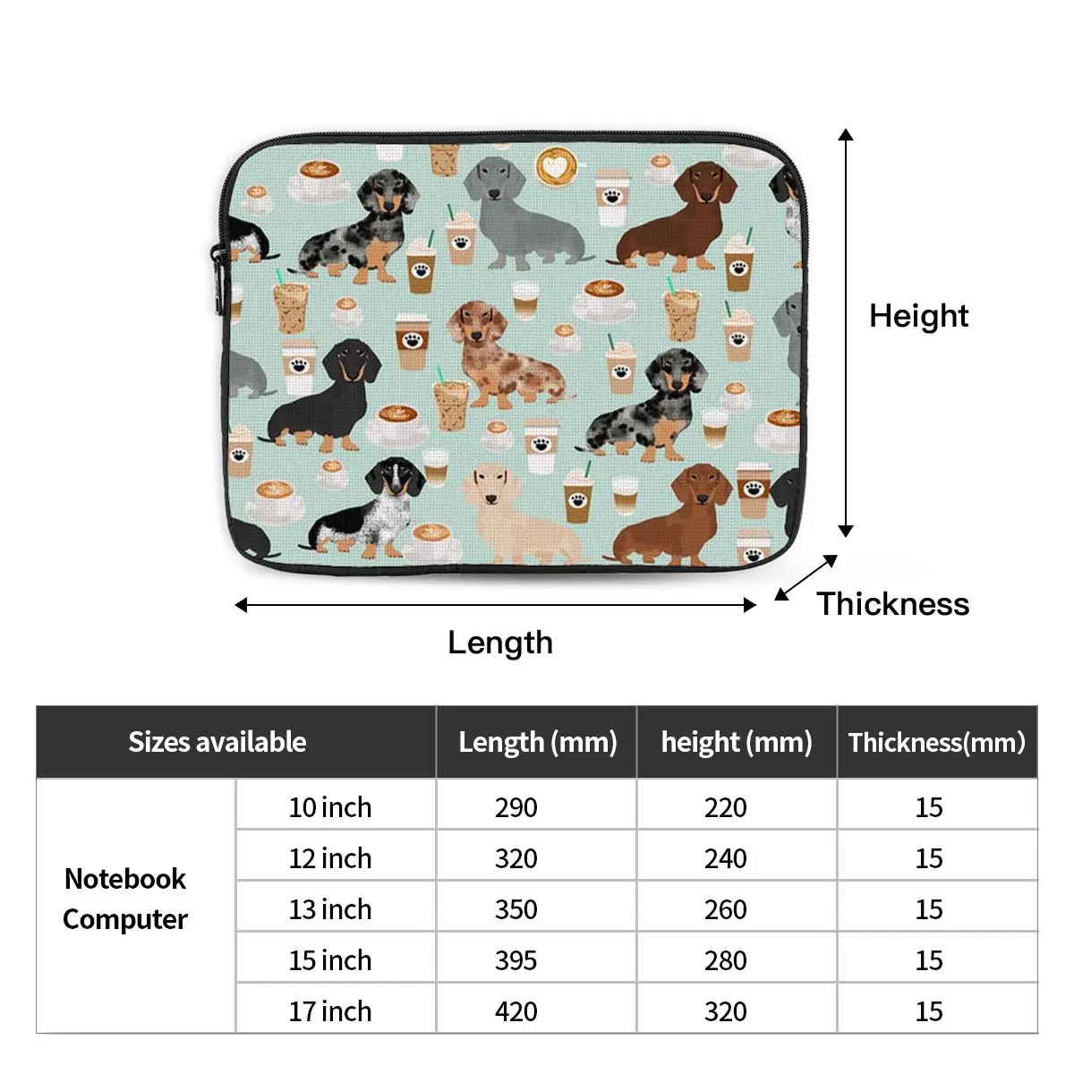 Dachshund Dog (3) Notebook Laptop Bag Case Pouch For Macbook Air Pro Tablet Shockproof Case Bag