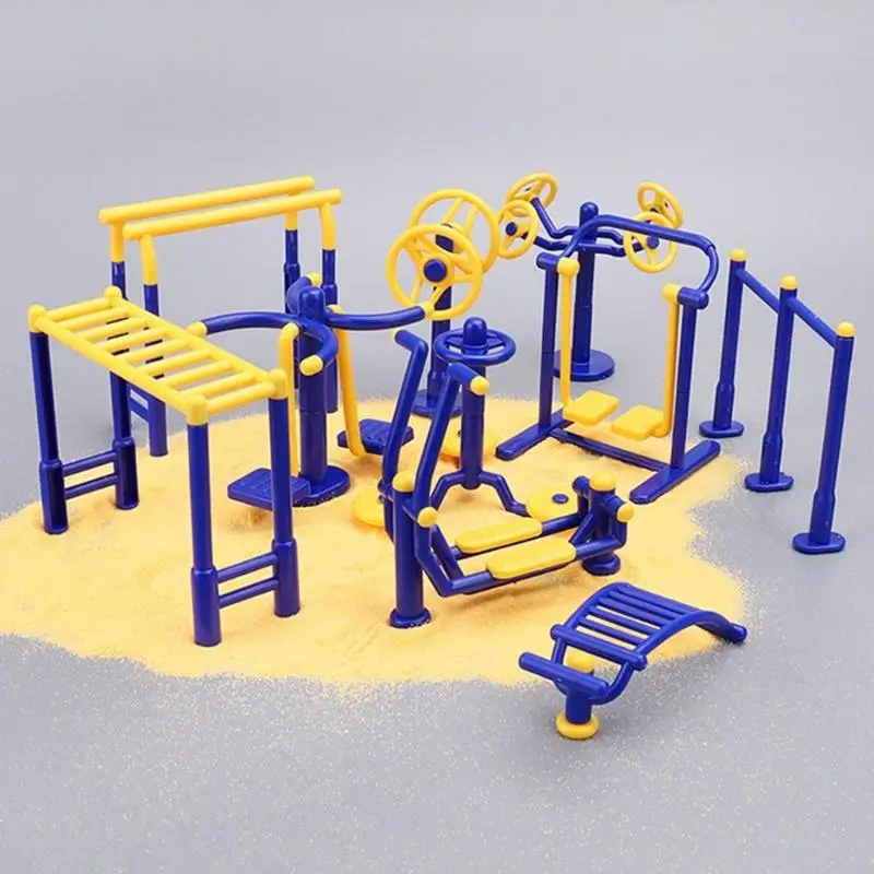 

Miniature Outdoor Fitness Equipment Plastic Toy Set For Dollhouses Creative Play Simulation Model Educational Building Kids A2UB