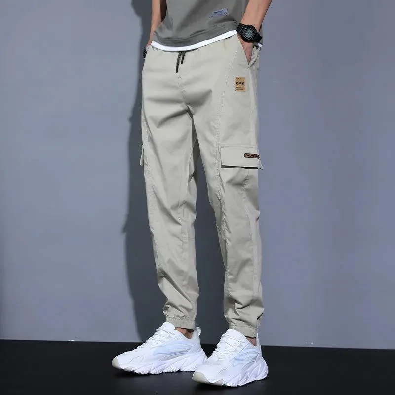 Casual Drawstring Pocket Cargo Men\'s Pants Clothing Summer Autumn Outdoor England Style Y2k Clothes Streetwear Harajuku Kanye