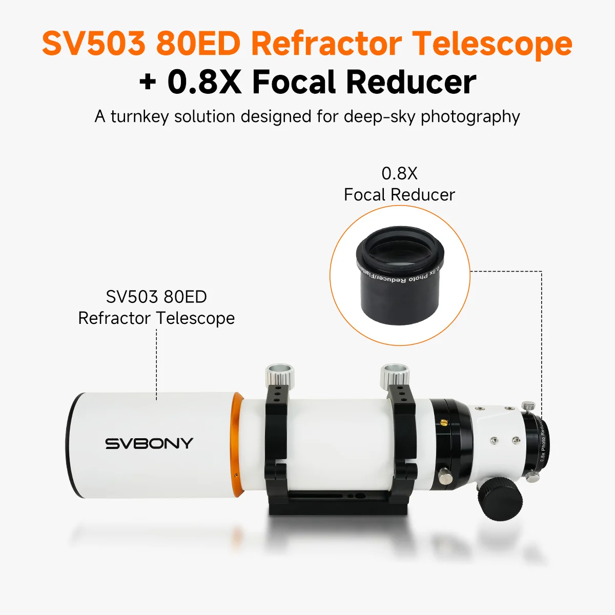 Svbony SV503 80ED Upgraded F7 Telescope Refractor Built-in Flat-Field Astronomical telescope for deep-sky astrophotography