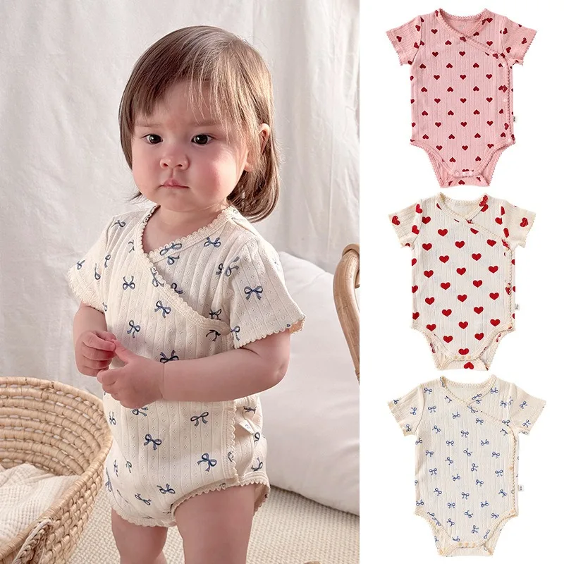 

Summer Baby Girl Clothes Baby Kimono Onesie Soft Cotton Boys Girls Printing Bodysuit Button Cute Infant Romper Newborn Outfit