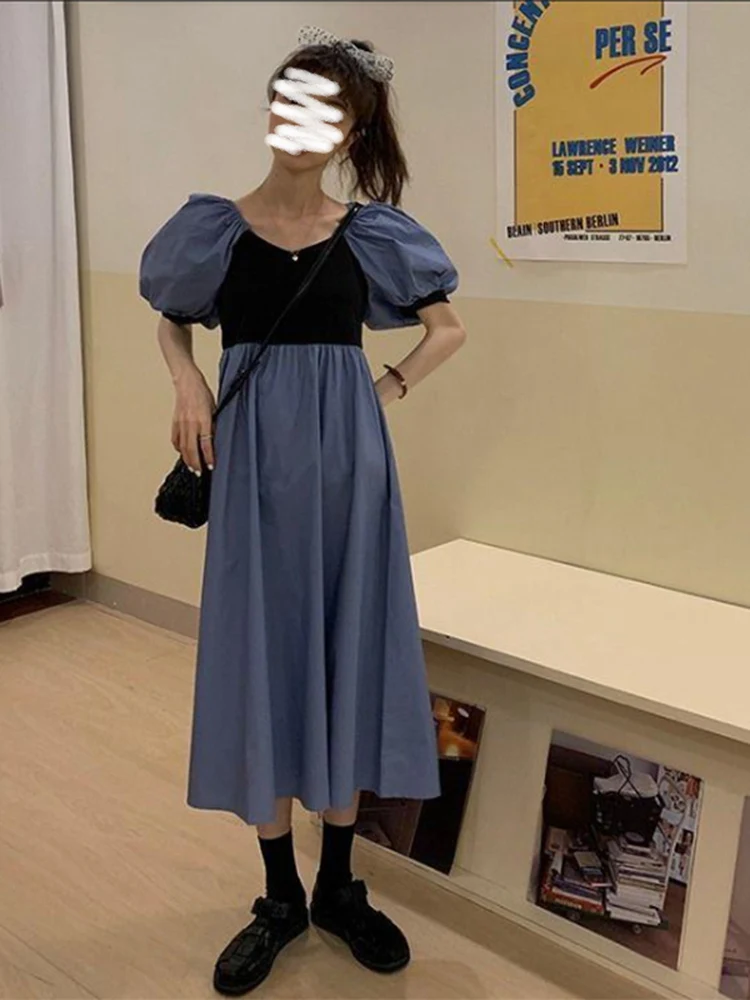 

Летнее платье Ele Gentle Wind Bubble Sve Dr для женщин: элегантное, с цветными вставками, миди-длина