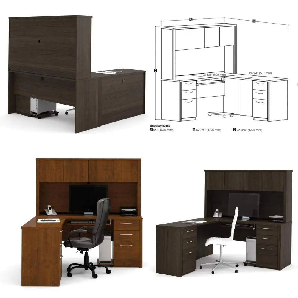 

Угловой стол с двумя тумбами и надстройкой в цвете шоколад.