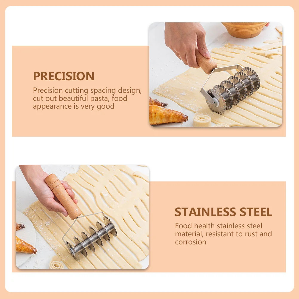 Pastry Lattice Roller Stainless Steel Noodle Knife Tool Kitchen Manual Dough Bread