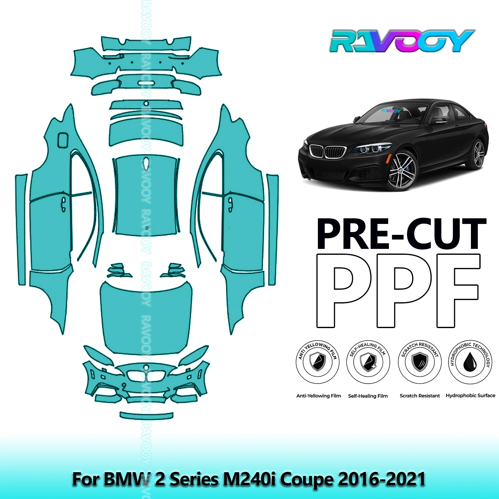 

Car Precut PPF Paint Protection Film Full Vehicle For BMW 2 Series M240i Coupe 2016-2021