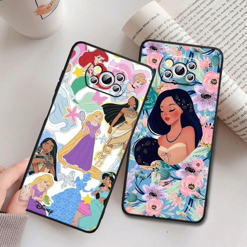 

Disney Princess Art Cover For POCO F5 F4 F3 M6 M5 M4 M3 F5 F4 F3 C65 Pro GT TPU Silicone Black Phone Case