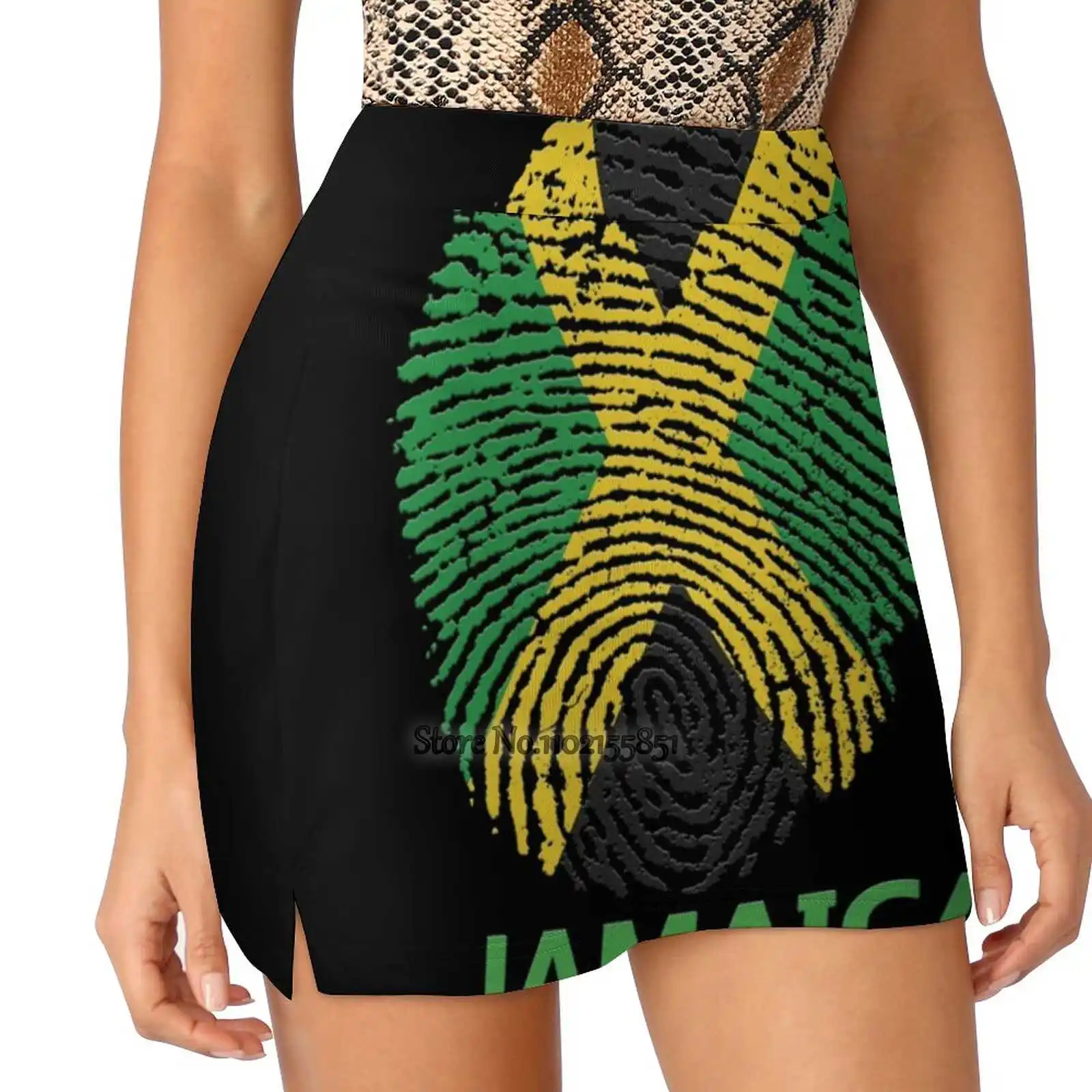 Jamaica Pride Jamaican Flag Love Peace Caribbean Fingerprint Trending Fashion Skirt Summer Printed Women Sport Skirts