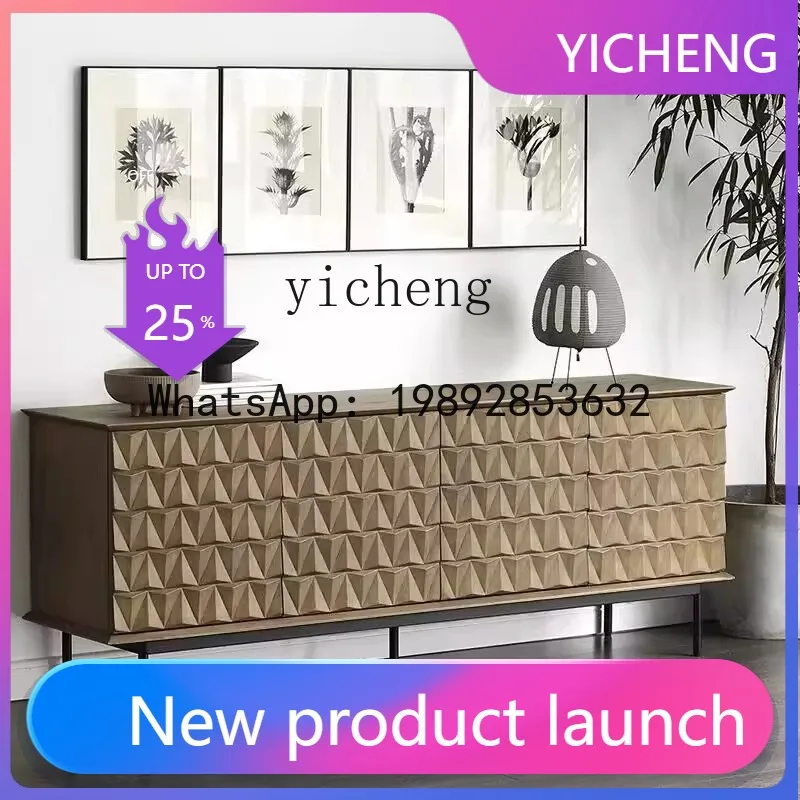 

X4 Solid Wood Minimalist Sideboard Carved Vintage Entryway Storage Home Wall-Mounted Side Cabinet