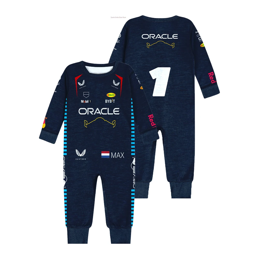 Competição F1 Racing Baby Boy e Girl Macacão, Vestuário de ciclismo, Terno Bull Crawling, Max VERSTAPPEN, Venda quente, Entusiasta, 2024