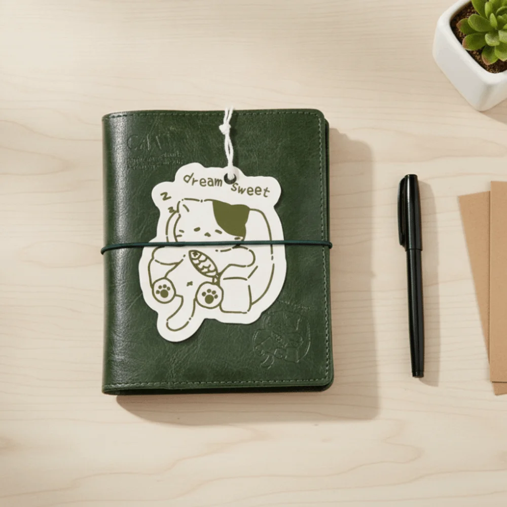 Portable Loose-Leaf Notebook PU Leather Hardcover 80 Sheets Work Record Book 5-Ring with Calculator Binder Notepad School Use