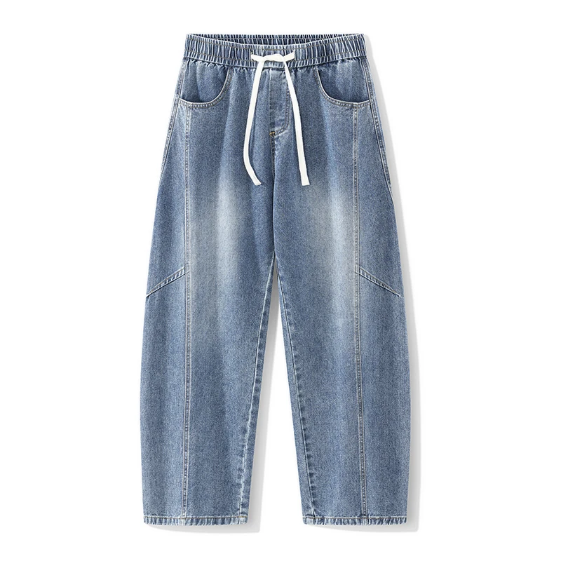 Vintage Men's Jeans, Autumn New Style, Korean Style, Patchwork, Curved Cut, Wide Leg Jeans, Black and Smoky Grey Y2k Clothes Men