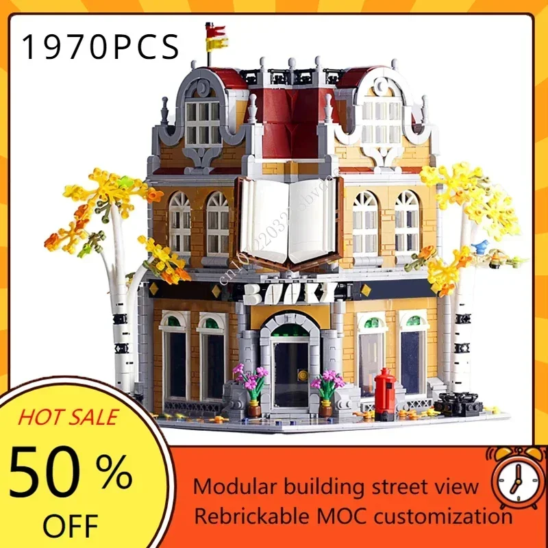 1970 pçs livraria modular MOC-10270 criativo vista de rua modelo blocos de construção arquitetura educação montagem modelo brinquedos presentes