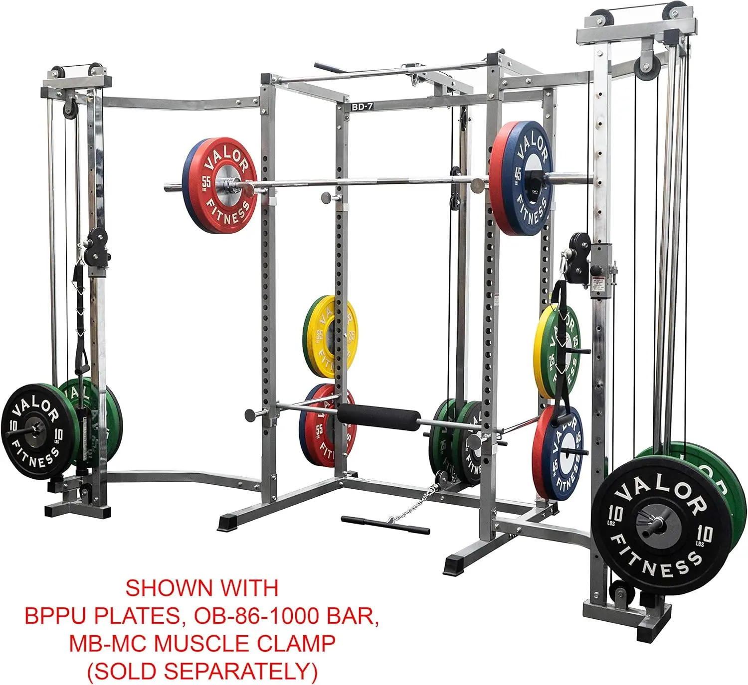 Valor Fitness BD-7 Power Rack - Squat Rack and Bench Press Power Cage with LAT Pulldown Attachment and Other Workout Rack