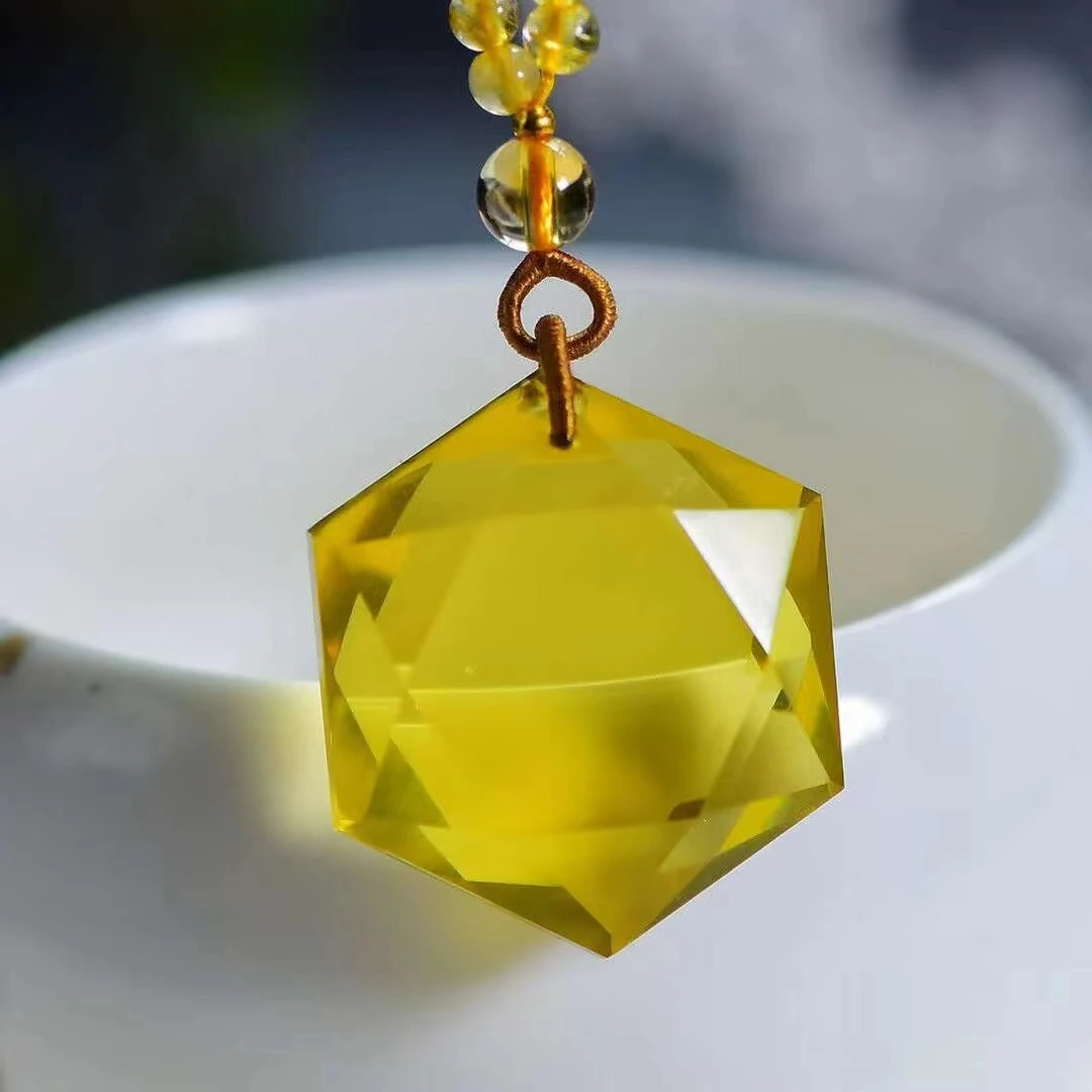 Natural Yellow Citrine Quartz  Star of David Pendant 28*11mm Women Men Jewelry Citrine Wealthy Necklace AAAAA