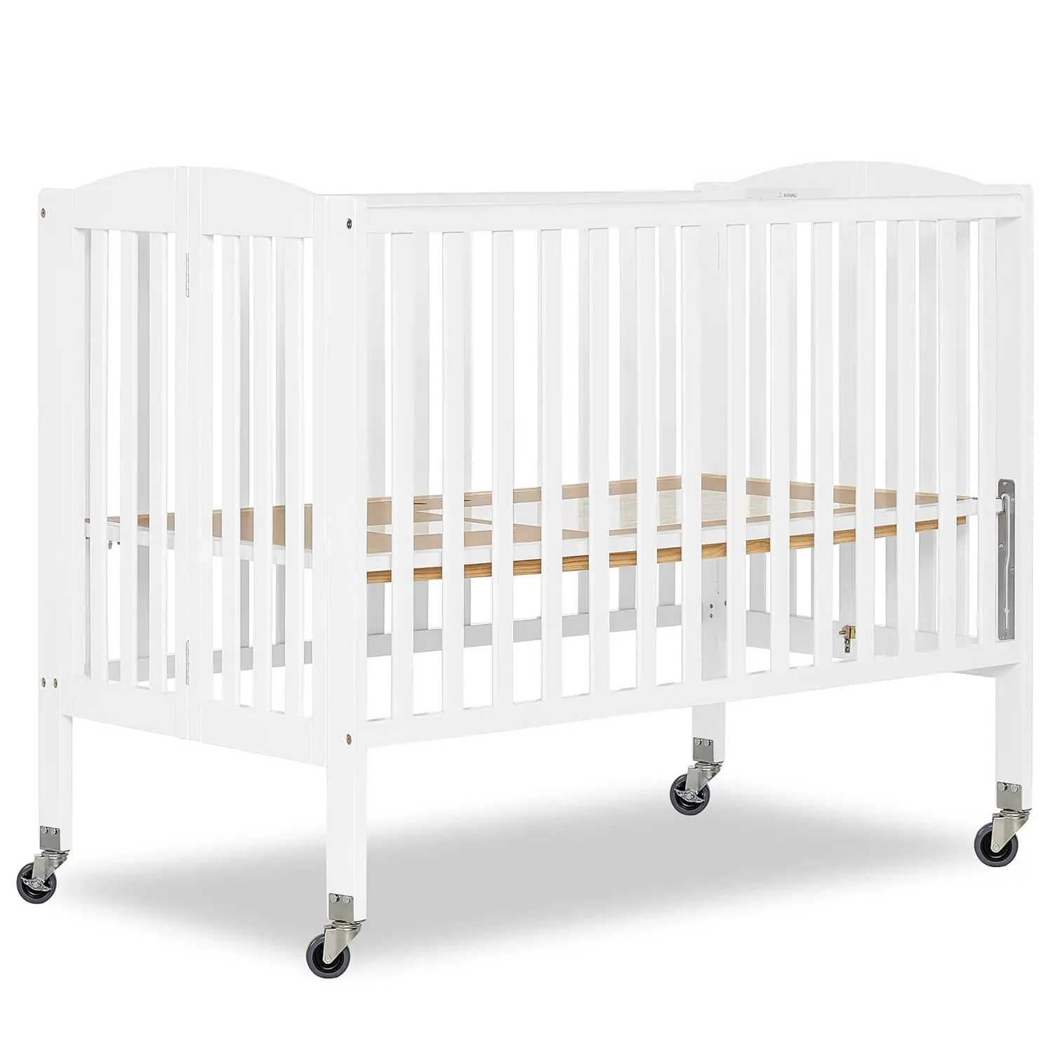 Dream On Me Folding Full Size Convenience Crib In White, Two Adjustable Mattress Height Positions, Comes With Heavy Duty Locking