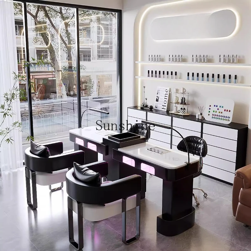 

Marble high-power with vacuum cleaner, baking lamp, nail salon table, full set of high-end combination