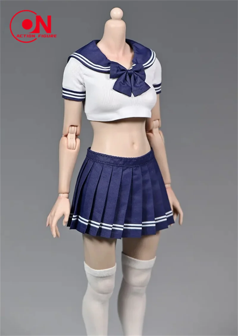 تخصيص 1/6 فتاة المدرسة قصيرة JK موحدة مطوي تنورة الملابس نموذج صالح 12 ''worldbox الجندي عمل الشكل الجسم الدمى #6
