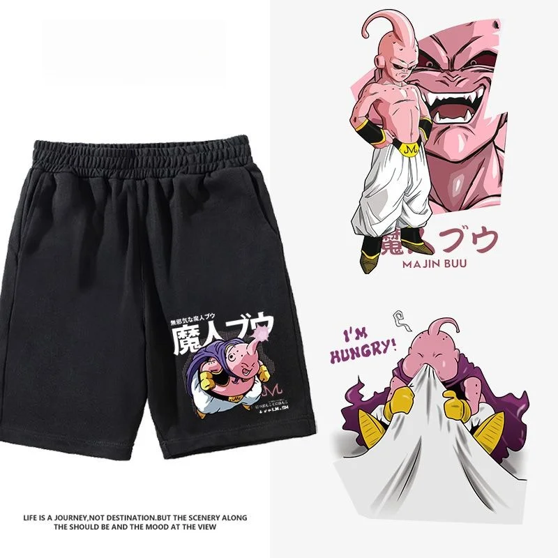 

Anime Dragon Ball Majin Buu Top Shorts Cartoon Trend Two-dimensional Printing Casual Loose Five-quarter Pants Boys Clothes Gift