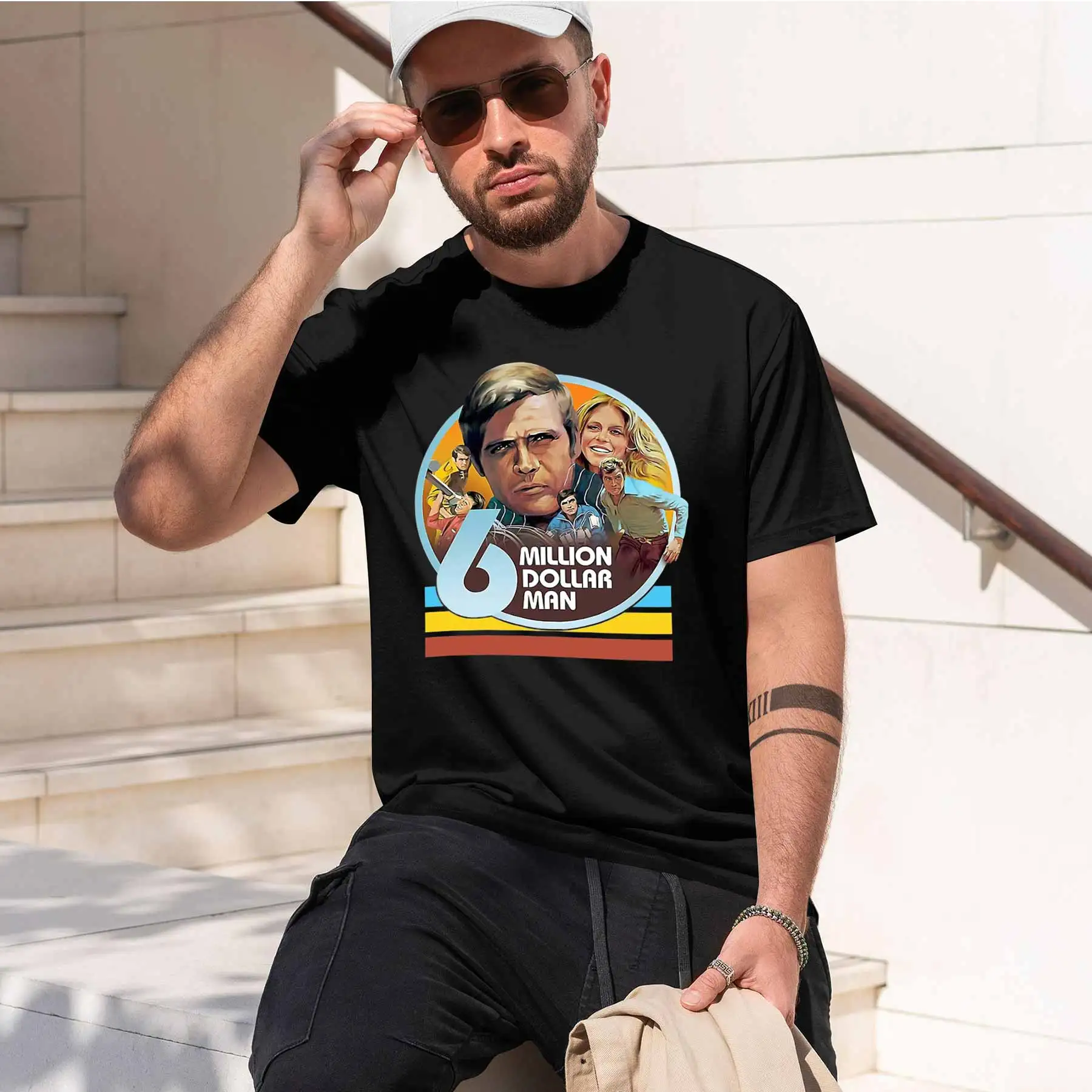 2026 new printed T-shirt printed with Men's Classic TV Show The Six Million Dollar Man Vintage Graphic Casual Short Sleeve T-S