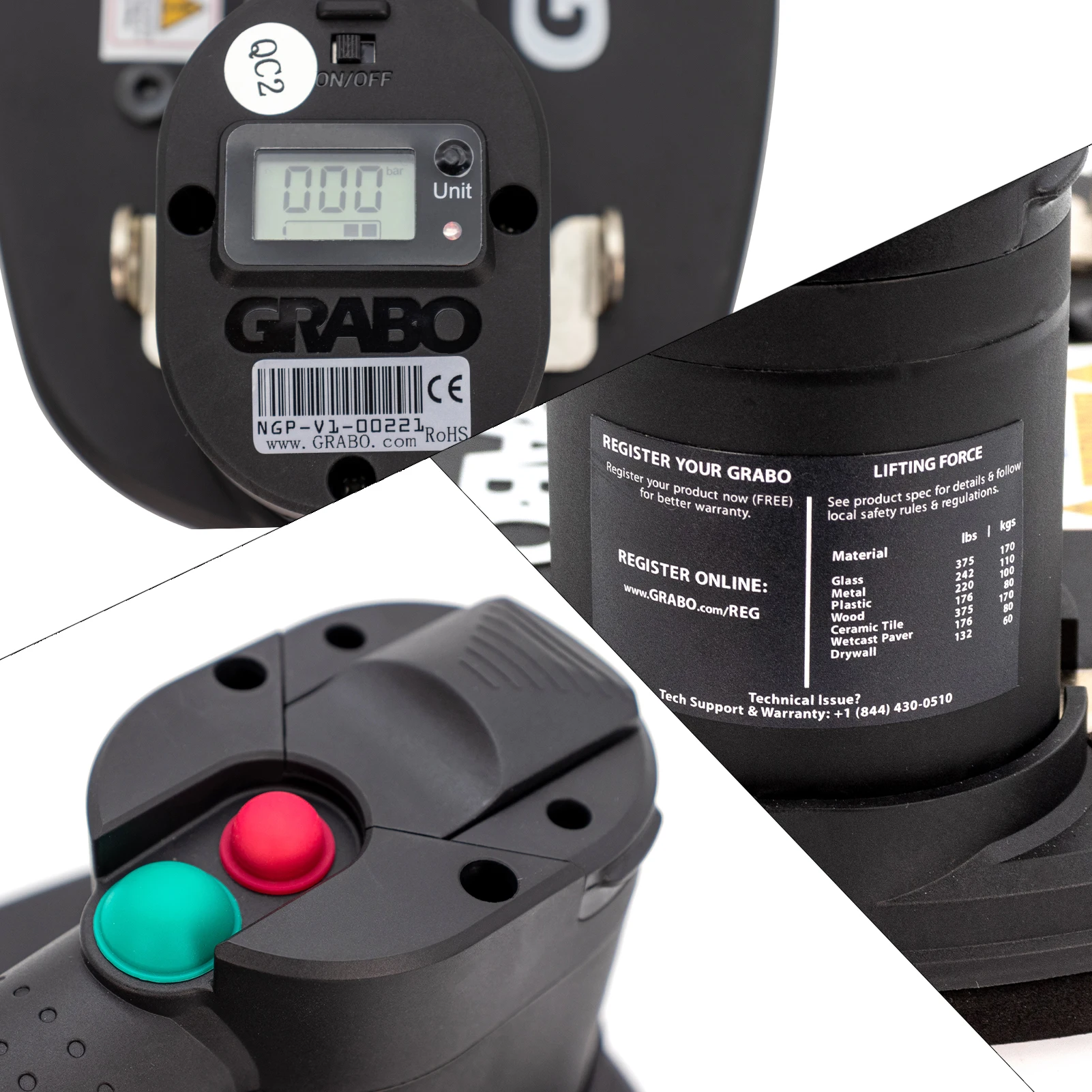 Grabo Pro Electric Vacuum Lifter Suction Cups Lifting Tool