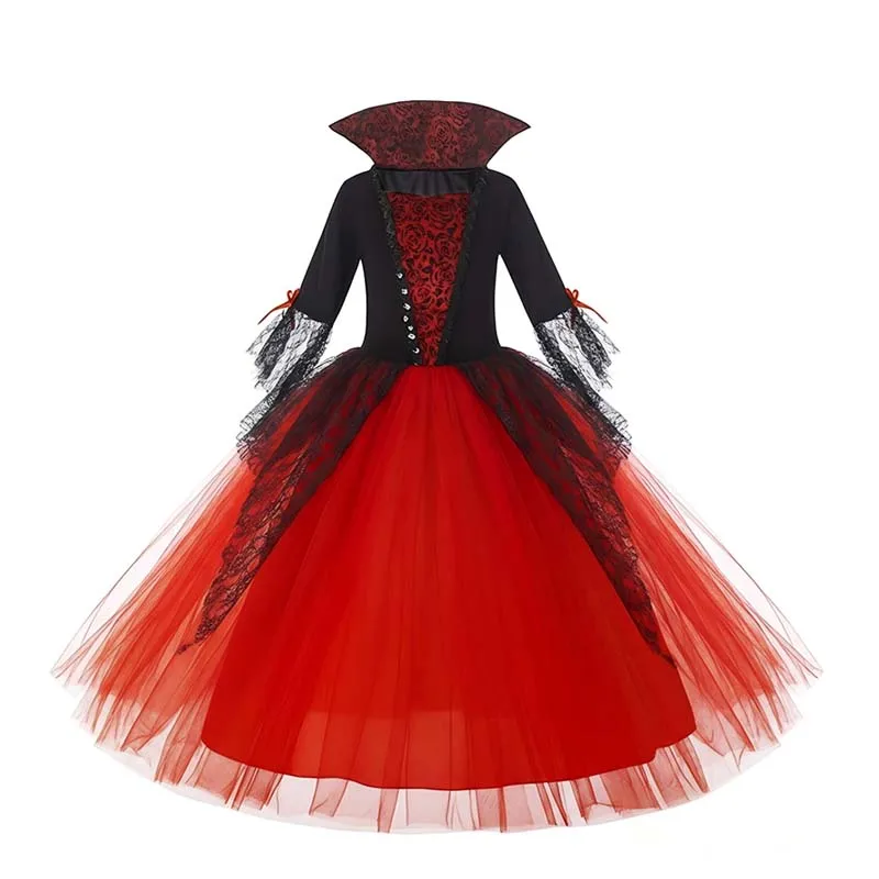 2026 Halloween Girls Cosplay Ghost Bride Vampire Mesh Costume Kids Princess Dress Performance Black Evening Clothes Suits view 6