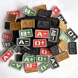 Blood Type A B AB O POS NEG Emblem Rubber PVC Patches with Hook,Military Stickers Tactical Applique Badges For Backpack,Armband