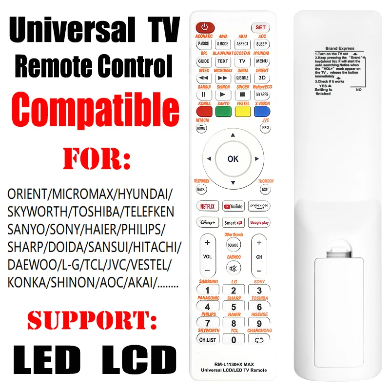 RM-L1130+X MAX Universal Spare Remote Control, Compatible with All Brands of TVs Including RM-L113+12, RM-L1130+8, RM-L1130+X.