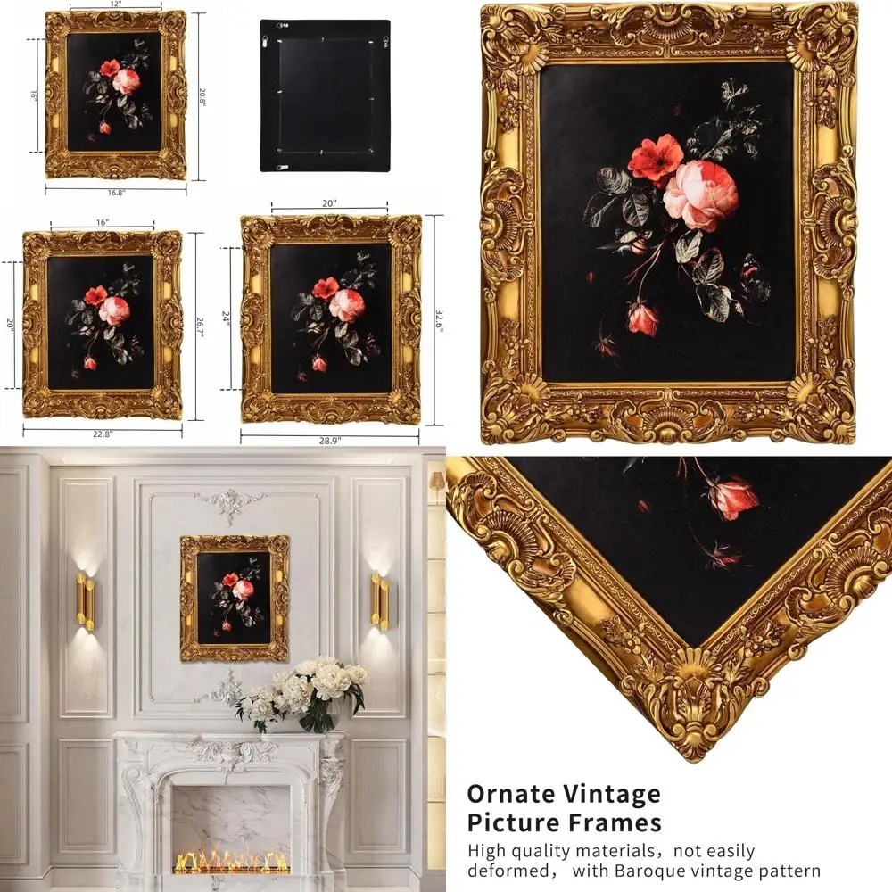 

Элегантная рамка для фотографий в стиле барокко 12x16, винтажный настенный декор для искусства и фотографий