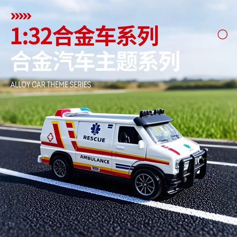 1:32 ambulância policial especial puxar para trás liga modelo de carro regenerador liga carro de brinquedo das crianças simulação inércia