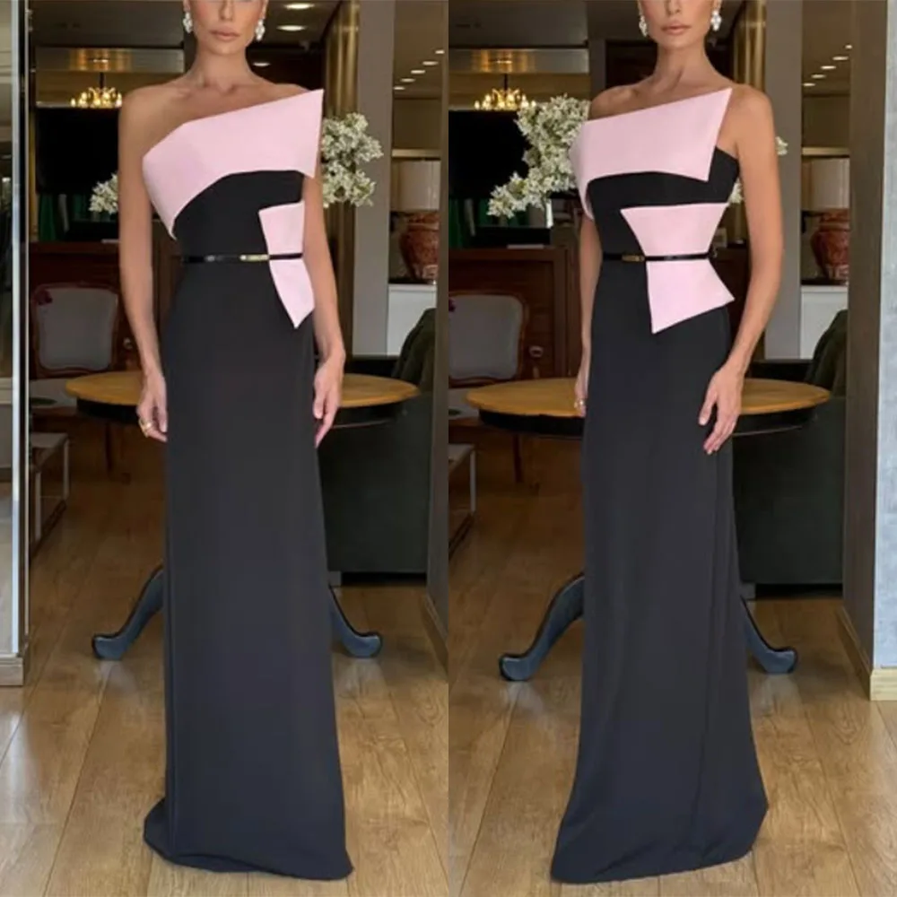 High Quality Customized Floor Length Color Contrast A-ine Sleeveless Woman Robe Pour Mariage Invité Femme Vestidos De Fiesta