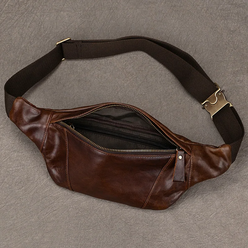 Sacs de poitrine en cuir pour hommes, sac à bandoulière lancé pour homme, sac de taille masculin, sac à bandoulière pour sports de plein air, poudres de ceinture, petit