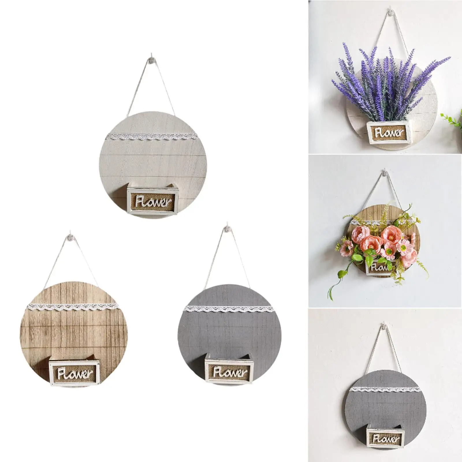 Indoor Hanging Planter Wood Rustic Design Cute Decorative Flower Basket