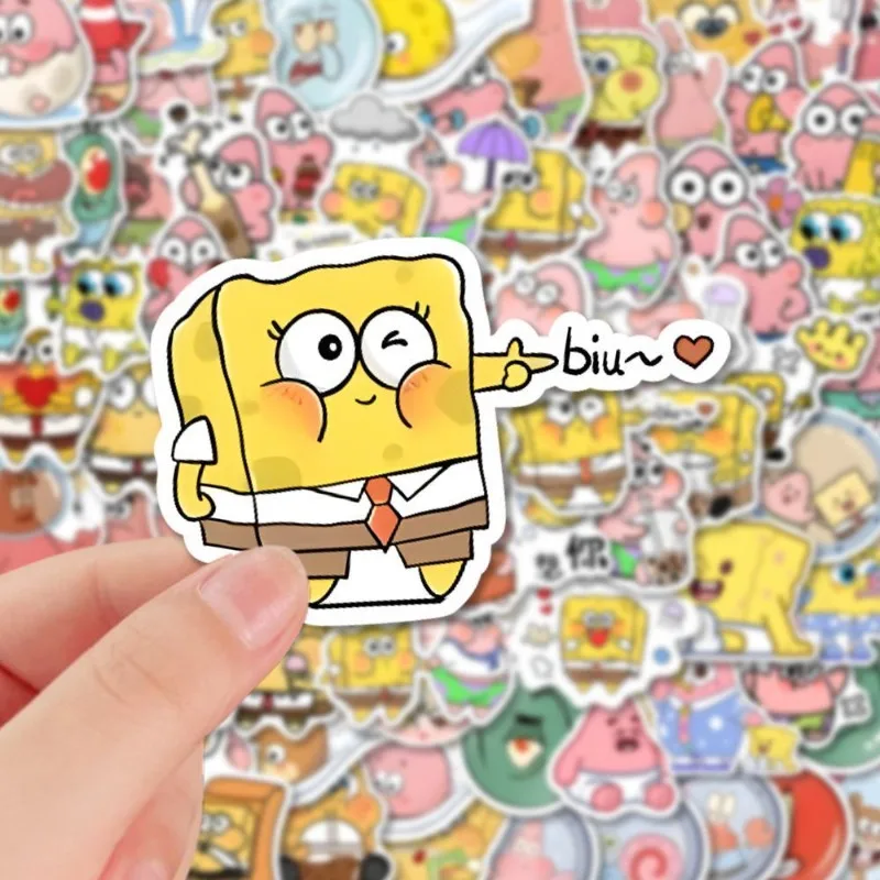 Kawaii 100 شعبية سبونجبوب سكوير ملصقات الكرتون لطيف فتاة القلب حساب اليد المواد DIY بها بنفسك الكمبيوتر المحمول الغيتار