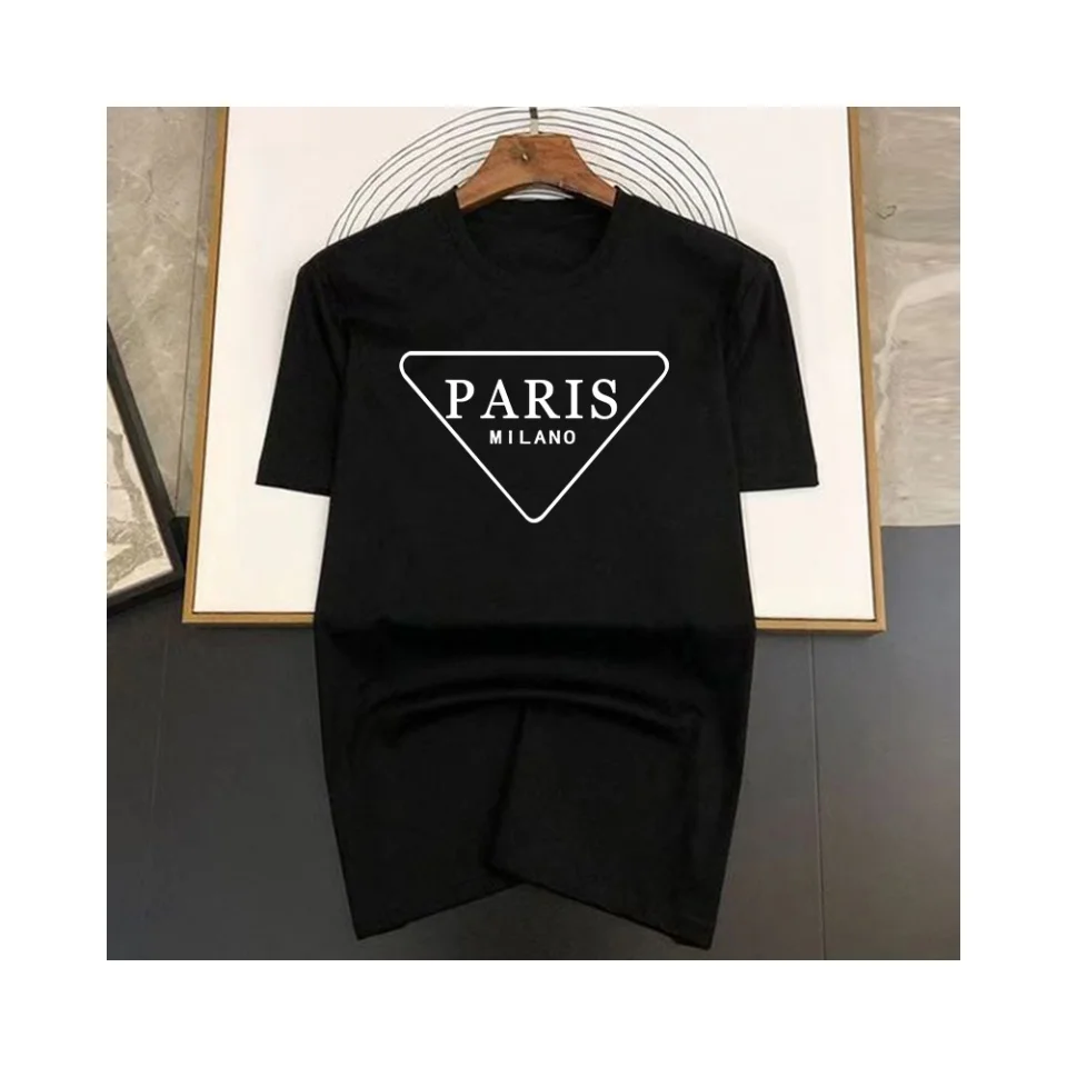 Oversized Hip-Hop T Shirts Cute Triangular Paris letter Harajuku Print Tee Regular Mens Tops Quality Rapper Tshirt
