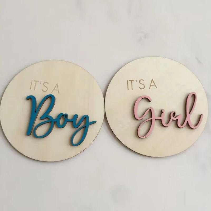 1pcs  Boho Wooden Baby Gender Announcement Hospital Gender Reveal Its A Girl Its A Boy Gender Photo Prop