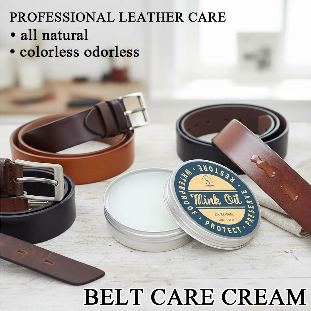 Premium Mink Oil for Leather Belts – Natural Care Balm to Nourish, Protect & Restore Handmade Leather Goods