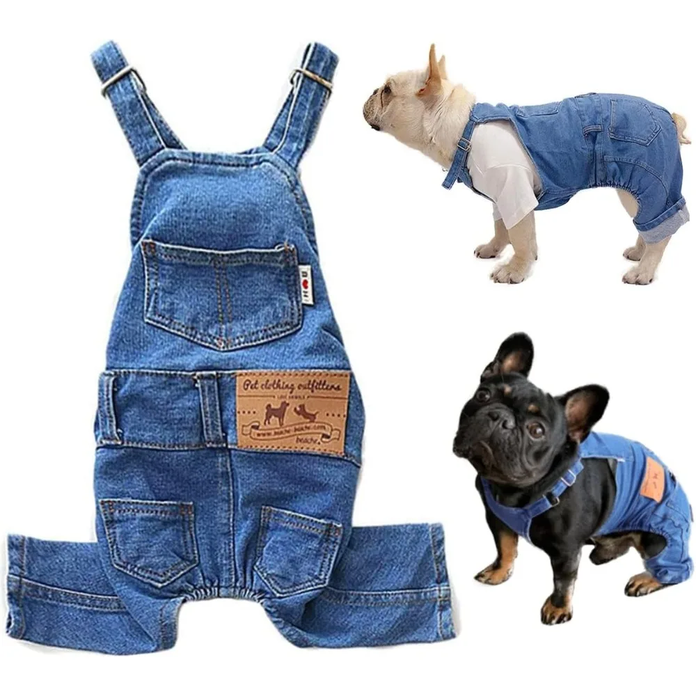 

Dog Shirts Clothes Denim Overalls, Pet Jeans Apparel, Puppy Denim Jacket Sling Jumpsuit ,Puppy Jeans For Small Medium Dogs