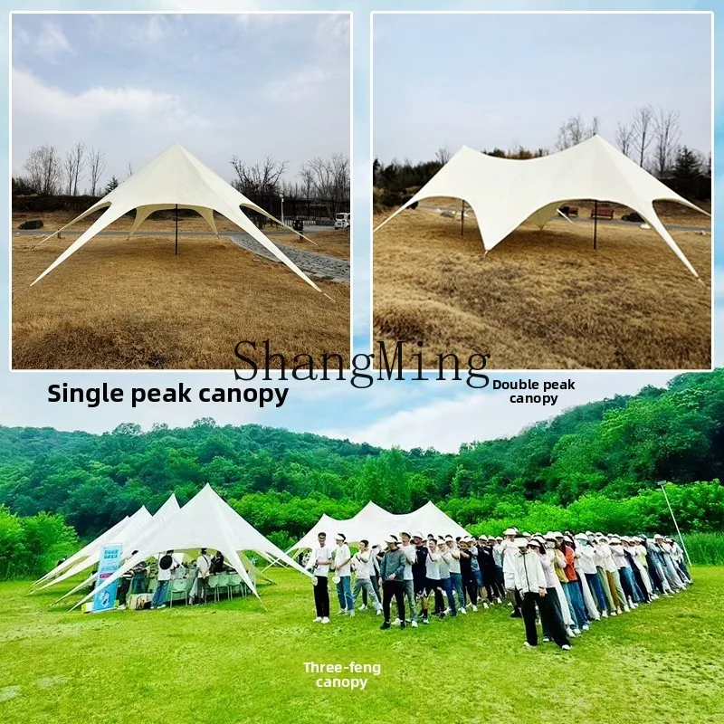 HJ في الهواء الطلق ذروة واحدة ومظلة مزدوجة الذروة مع مخيم كبير جدًا مع مظلة خيمة تخييم للحماية من المطر والشمس من Wanzhongshan
