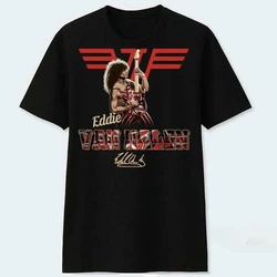 EDdie VAN-黒のユニセックスシグネチャーTシャツ,ラウンドネック,半袖,カジュアル,ヘビーデューティー,新しいコレクション,サマーファッション,2024