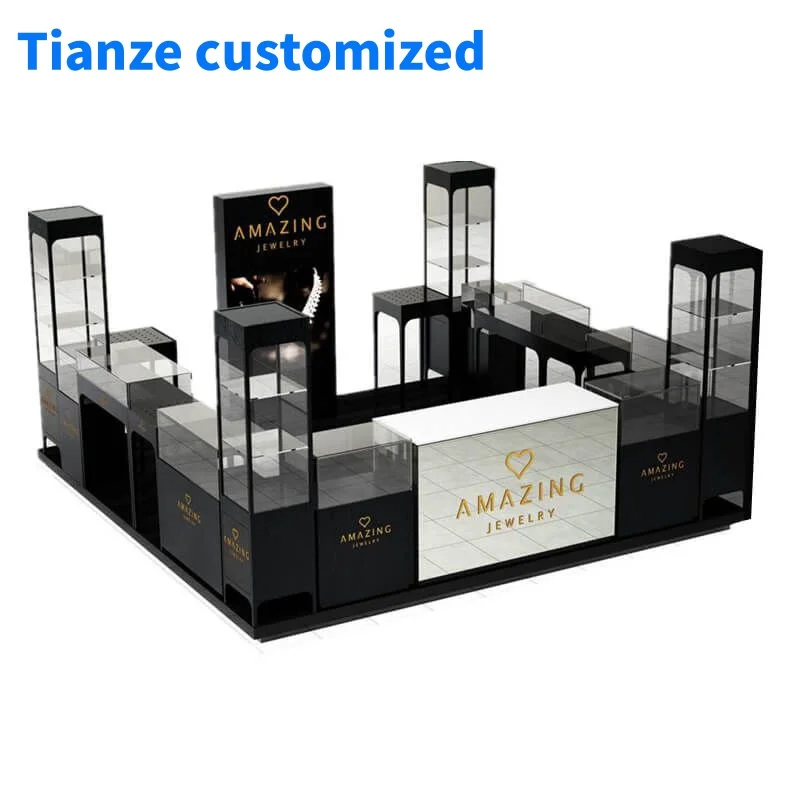 （customized）New Arrival Retail Jewellery Shop Display Cabinet Display Showcase Custom Jewelry Kiosk Shopping Mall