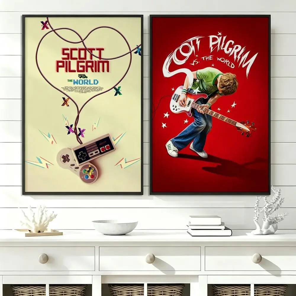 comic Scott Pilgrim vs. the World Poster HD Trendy SelfAdhesive Wall Art Print For Living Room Bedroom Dorm Office Home Gift