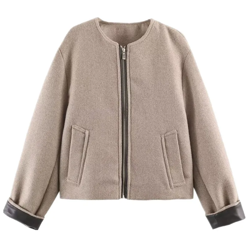 2026年春 レディース ファッション レザー風ジャケット 多用途アウターウェア 新着 ショートジッパー開閉 その他素材 ロングスリーブ