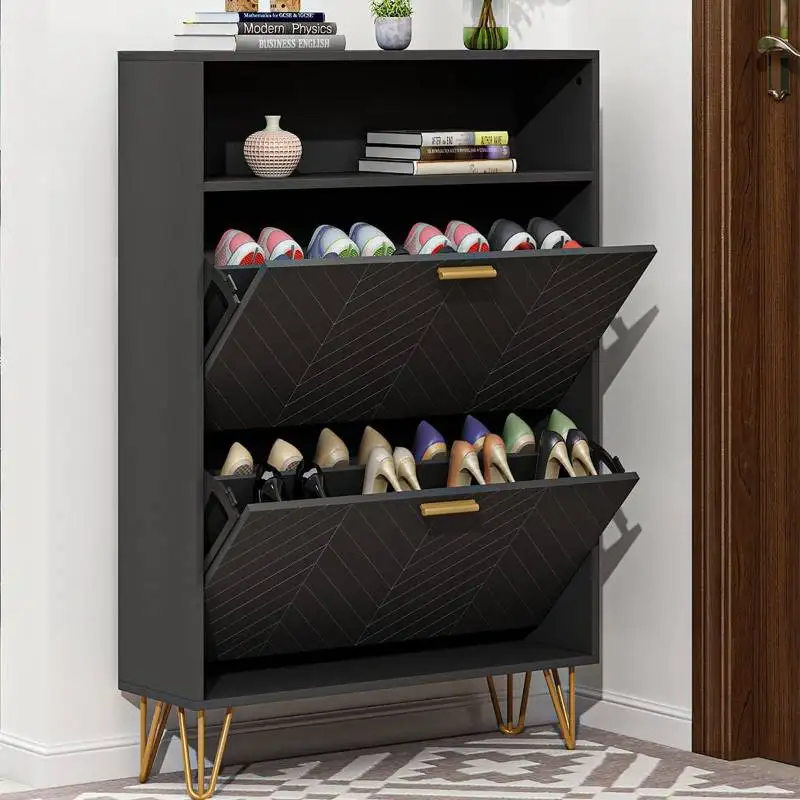 

Large Capacity Dustproof Shoe Cabinet Wood Black Cupboard Corridor Shoe Cabinet Storage Entryway Schuhschrank Furniture For Home