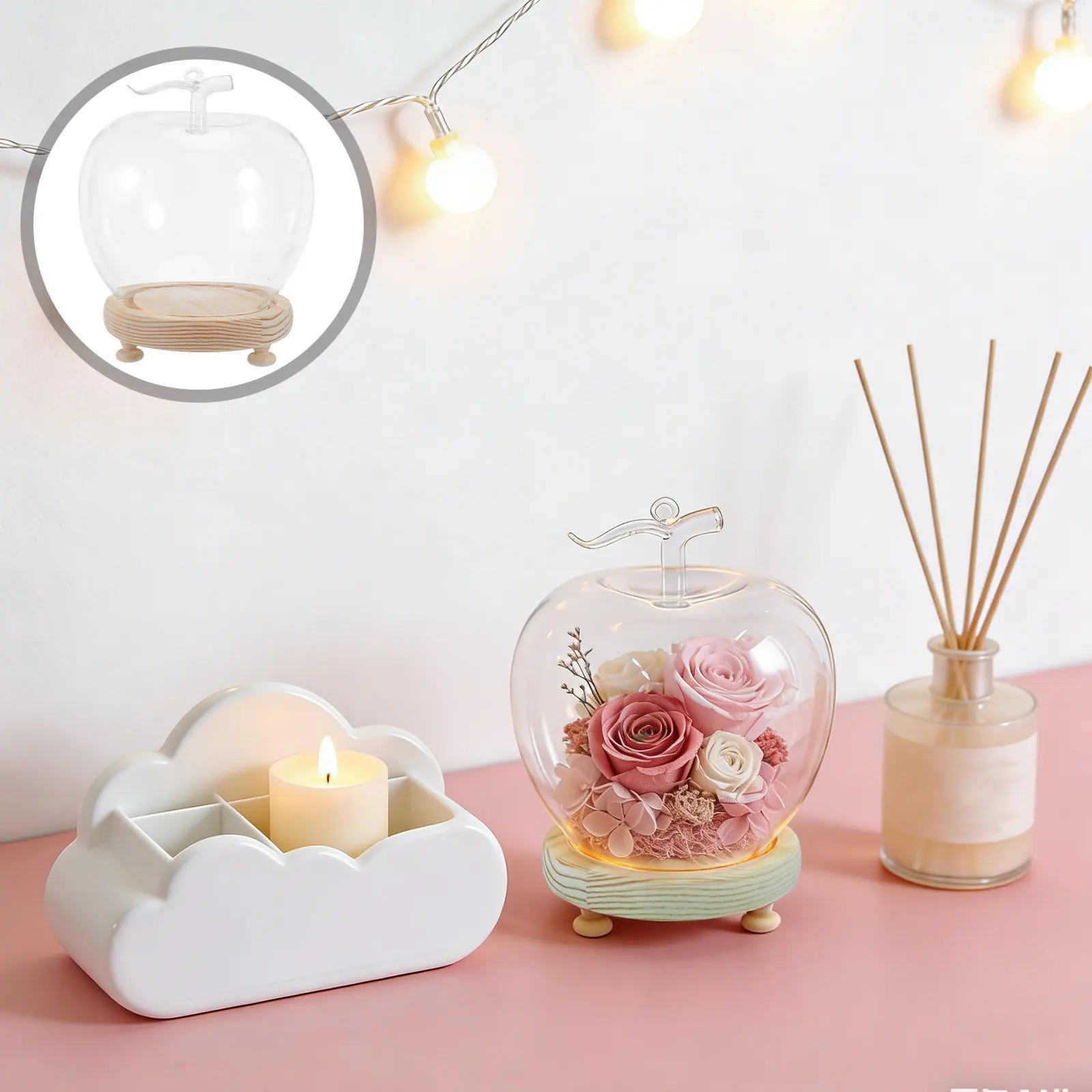 

Набор из 1 прозрачного стеклянного купола-колпака с деревянным основанием для глиняных поделок, коллекционных предметов, защитный демонстрационный стенд для полки