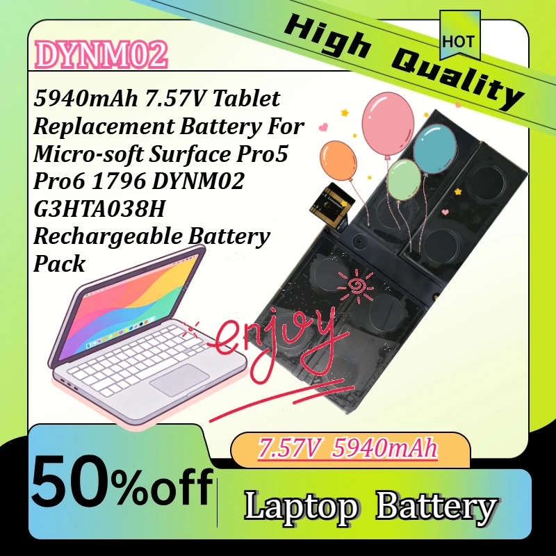 

5940mAh 7.57V Tablet Replacement Battery For Micro-soft Surface Pro5 Pro6 1796 DYNM02 G3HTA038H Rechargeable Battery Pack