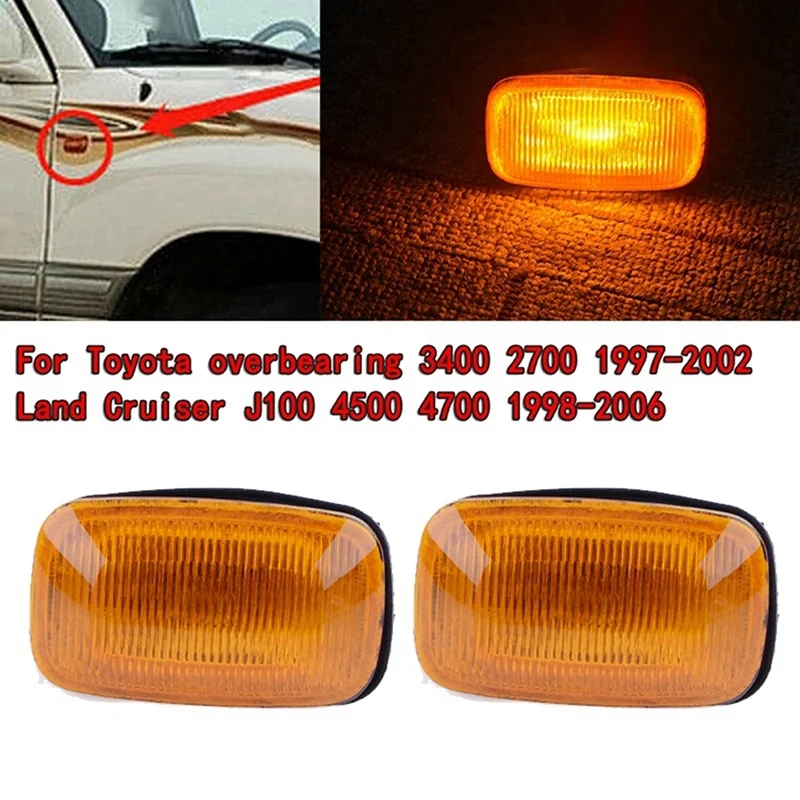 2PCs Fender Turn Signal Side Marker Lamp Light for Toyota Land Cruiser 80 1990-1997 100 1998 - 2004 2005 2006 2007